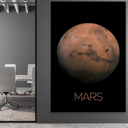 Solar System Planets Canvas Wall Art - Mars Planet Space Poster for Kids Room Bedroom Classroom, STEM Educational Astronomy Decor, Science Gift for Boys Girls, 12x18 Inch Framed