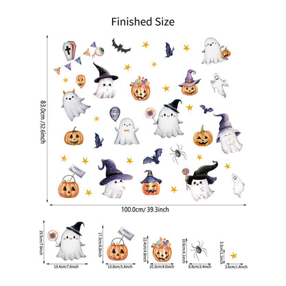Halloween Wall Decals Cute Ghost Pumpkin Wall Stickers Halloween Party Decorations Peel and Stick Removable Vinyl Wall Art for Bedroom