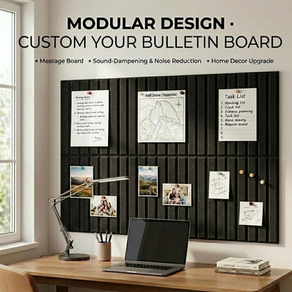 LOUKAII 0.47" Extra Thick Felt Bulletin Board, 6 Pack 36"x24" Large Pin Board with 50 Push Pins & 30 Removable Adhesive Tabs, No-Warp Wall-Friendly Display for Home Office Classroom, Black