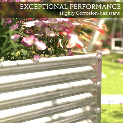 FRIZIONE 2pcs Tall 8ft Galvanized Raised Garden Bed Outdoor,Above Ground Garden Bed for Vegetable,Metal Raised Beds for Flower,Steel Raised Beds for Gardening - 8x3ft