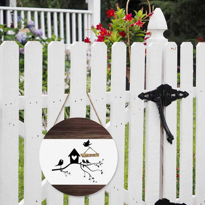 Beabes Welcome Door Sign Lovely Bird's Nest 12in Round Wood Panel Sign Home Porch Farmhouse Outdoor Indoor Festival Decorate Present