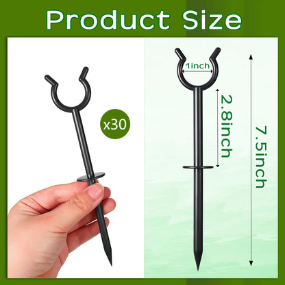 Taiyin 10 Pcs 3/4'' Garden Hose Holder Brackets Garden Guide Holder Decorative Outdoor Guide Stakes Support Spike Plant Tool to Keep Off Lawn for Yard (Black)