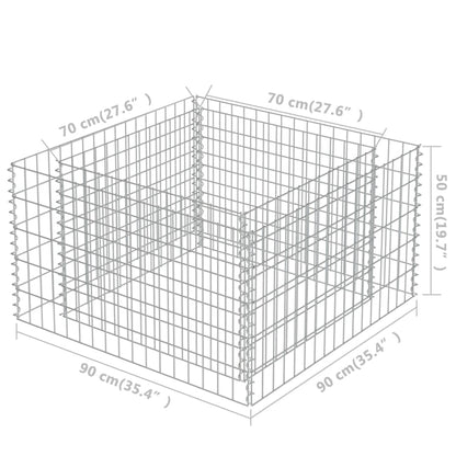 vidaXL Gabion Raised Bed Outdoor Gardening Backyard Park Stone Cage Basket Landscape Garden Planter Container Flower Box Galvanized Steel 35.4"