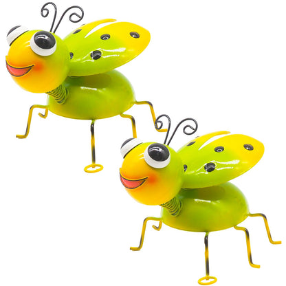 Cruis Cuka Metal Yard Art Garden Decor for Outside Cute Green Ladybugs Lawn Patio Ornaments Backyard Decorations Garden Gifts for Mom - Set of 2
