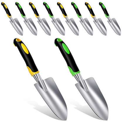 10 Pcs Garden Shovel Aluminum Alloy Heavy Duty Trowel Garden Tool Small Shovels for Digging Metal Hand Trowel Spade with Soft TPR Handle for Lawn Yard Farm Home Shop Planting