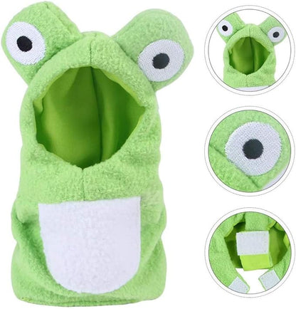 Sun Conure Bird Diaper Flight Suit Frog Shape Hoodie Cosplay Photo Prop for Parrots African Greys Parakeet Cockatiel, Bird Hoodie Small Animals Apparel (S)