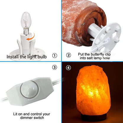 KODBPJ Himalayan Salt Lamp Cord, with Dimmer Switch,Christmas Bulb,Salt Lamp Cord with Dimmer Control and Base Assembly,6 Feet,E12 Base for Himalayan Salt Lampsand with 6 Free 7-15W Bulbs (White)