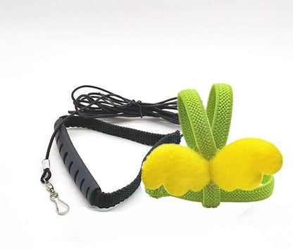 Pet Parrot Bird Harness Leash Adjustable Bird Flying Harness Traction Rope with Cute for Parrots Budgerigar Lovebird Cockatiel Mynah Outdoor Training Toy (Mynah,Yellow)