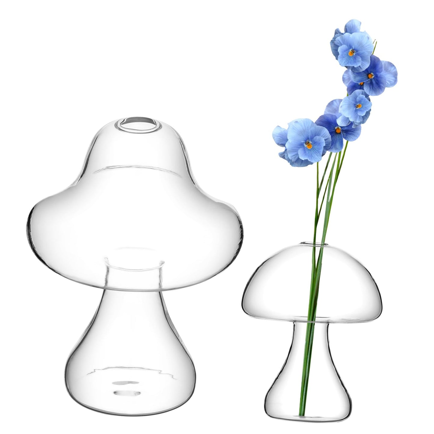 STOBOK Mushroom Decor 2 Pcs Clear Mushroom Vases Small Glass Vases Hydroponics Plant Flower Pot Flower Arrangement Desk Wedding Garden Decorative Decor Terrarium