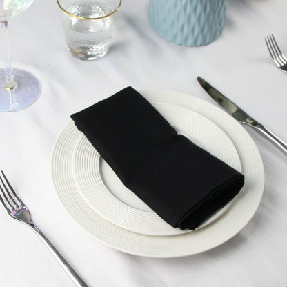 INFEI Solid Color Linen Blended Thin Dinner Cloth Napkins - Set of 12 (40 x 40 cm) - for Halloween Events & Home Use (Black)