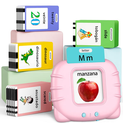 Eaever Bilingual Spanish English 520 Sight Words Talking-Flash-Cards, Valentine's Day Gift Birthday Present for 2 3 4 5 6 Year Old Girls, Preschool Learning Activities for Toddlers Age 2-6, Pink