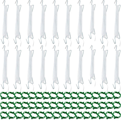 LEMGUBKP 70Pcs Tomato Hooks with String,Plant Support Clips, with 33 Feet Garden Twine - Heavy Duty Plant Trellis for Tomatoes, Cucumbers, Peppers, Vines ，Reusable Weather-Resistant Climbing Hooks