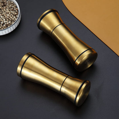 Kyraton Gold Salt and Pepper Shakers, Titanium Plating Stainless Steel Salt and Pepper Grinders Refillable Pepper Grinder, Pepper Mill, Salt Grinder, Salt Shaker, Salt Pepper Shaker Set of 2