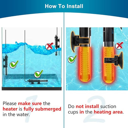 DaToo Aquarium Heater Adjustable 200W Submersible Fish Tank Heater with Electronic Chip Thermostat Suitable for Marine Saltwater and Freshwater