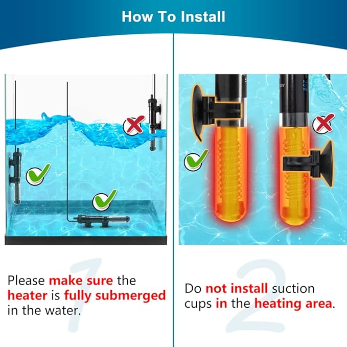 DaToo Aquarium Heater Adjustable 300W Submersible Fish Tank Heater with Electronic Chip Thermostat Suitable for Marine Saltwater and Freshwater