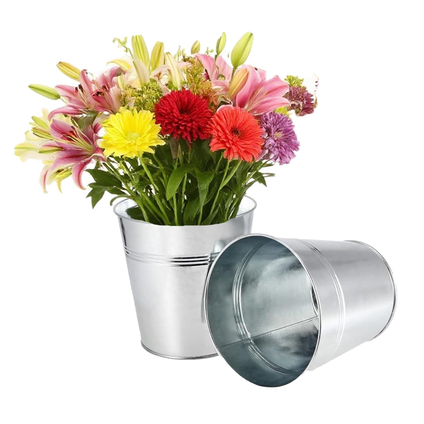 MUKCHAP 20 Pack Galvanized Planters Bucket, Galvanized Flower Plant Pot, Small Decor Galvanized Metal Bucket for Parties and Weddings, Storage, Crafts, 4.72 x 4.72 x 3.54 Inch