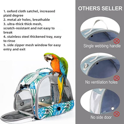 Portable Parrot Bag Bird Backpack with Perch for Birds Cage Side Window Foldable Samll Pet Travel Cage Bird Supplie J5j6 (Green)