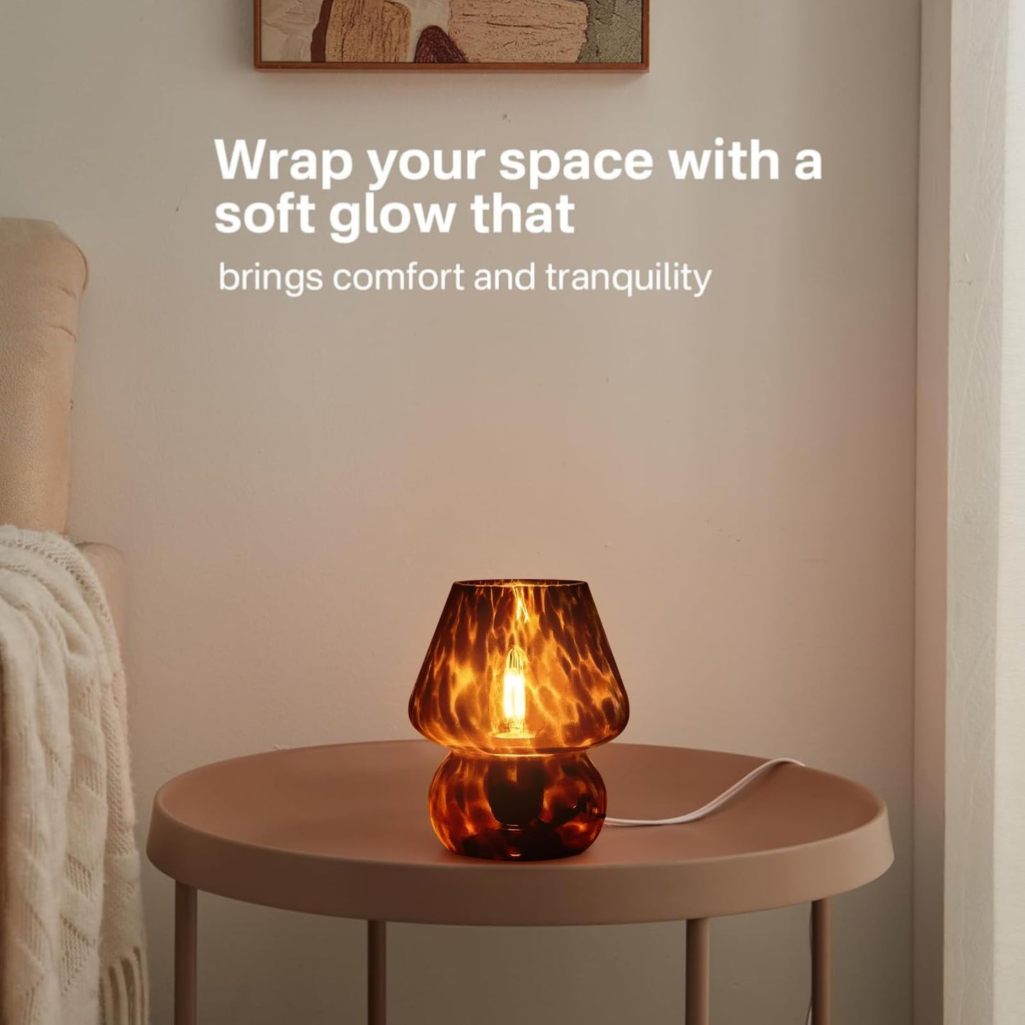Dawnwake Mushroom Lamp Small Lamp Table Lamp for Bedroom, Desk Bedside Lamps for Living Room,Mushroom Decor Cute Mini Modern Mid Century Lamps for Night Stands,Aesthetic Home Decor (Flame Black)