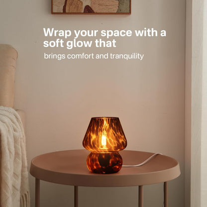 Dawnwake Mushroom Lamp Small Lamp Table Lamp for Bedroom, Desk Bedside Lamps for Living Room,Mushroom Decor Cute Mini Modern Mid Century Lamps for Night Stands,Aesthetic Home Decor (Flame Black)
