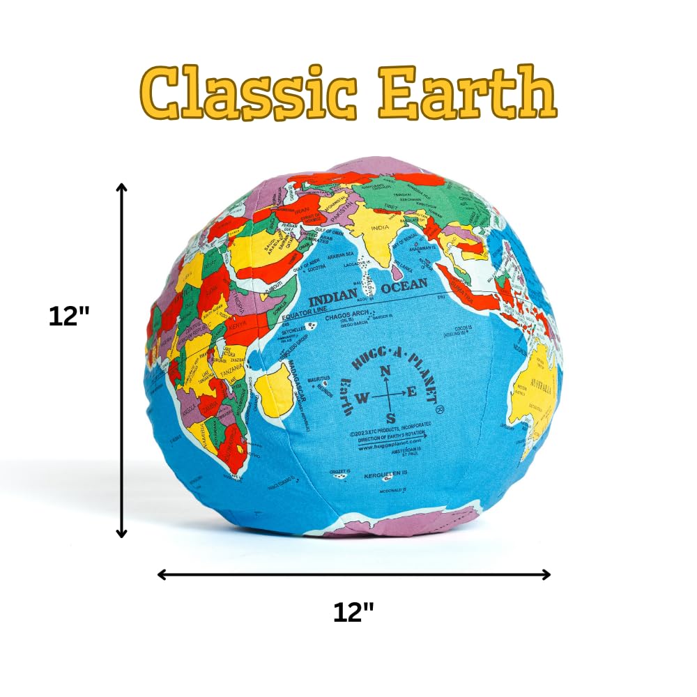 Pocket Earth HUGG-A-PLANET | Soft Plush Globe for Children | Montessori Educational Toy for Kids, Teens, Adults, Teachers, and Parents | Planet Earth Learning Toy | Classroom Must Haves