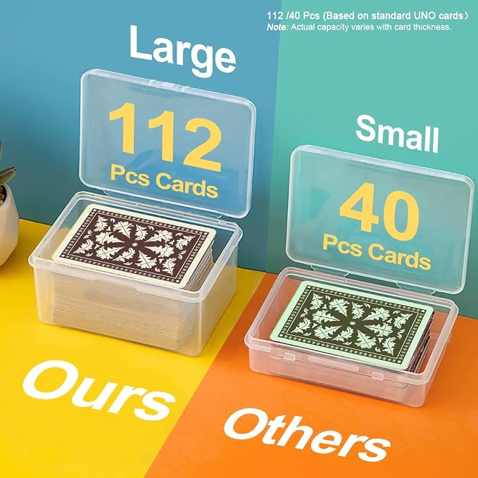 4PCS Game Card Storage Box, Clear Plastic UNO Card Case, High Capacity Card Holders for Playing Cards, Trading Cards, Business Card & More (NO Cards)