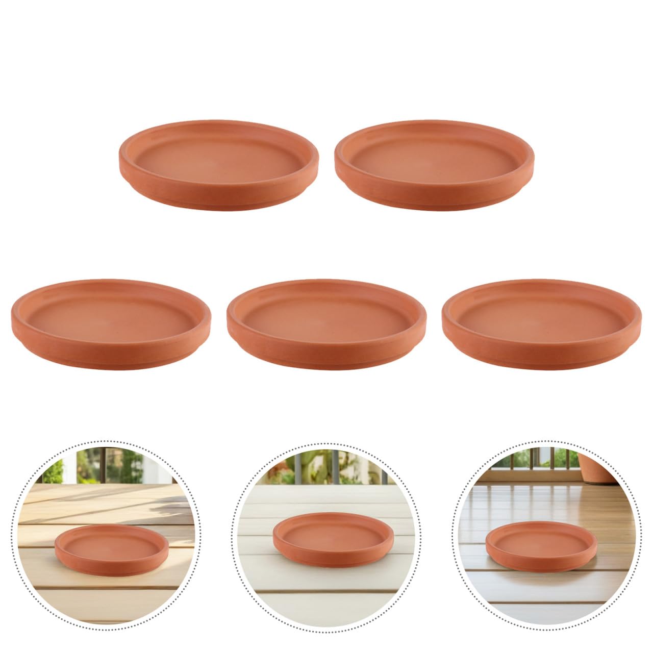 Healeved 10 Pcs Small Pottery Plant Saucers Without Drainage, 3in Terracotta Pot Saucer for Indoor Outdoor Planter Round Flower Pot Tray Holders for Gardening