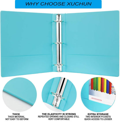 XUCHUN 3 Ring Binders 2 Inch,Clear View Binder with 2 Pockets, Holds 450 Sheets 8.5x11 Inches Paper, Customizable Cover & Spine, Large Capacity Binders for Office, School, Home, Business