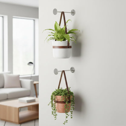 Bloem Revel 8" Indoor Metal Plant Wall Hanger - Easy Install, 15 lb Weight Capacity, Installation Kit Included, Decorative Wall Hook for Hanging Plants, Silver
