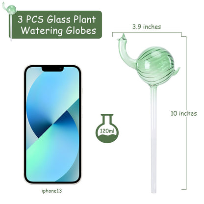 Chonsun Glass Plant Watering Globes 3PCS Plant Watering Devices Self Watering Planter Insert Automatic Plant Waterer Indoor Snail Decoration