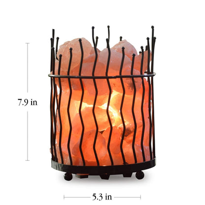 Himalayan Glow Pillar Style Basket Lamps, Pure Himalayan Salt Basket Night Lamp with Salt Chunks, Light Bulb and Dimmable Switch (2-Pack)