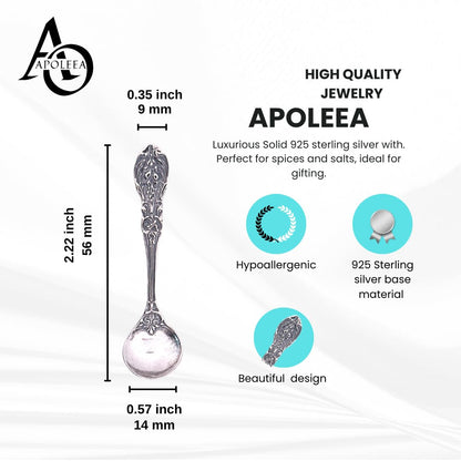 925 Sterling Silver Small Salt Spoon - Premium Quality 2.2" Ornate Floral Spoon - Beautiful Flower Designed Handle - Gift for Culinary Enthusiasts