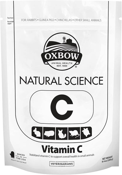 Oxbow Natural Science Vitamin C Supplement, Vitamin C for Guinea Pig, Made with Oxbow Timothy Hay, Pet Supplements for Guinea Pigs, Timothy Hay Formula, Veterinarian Approved, Made in USA, 8.4 oz