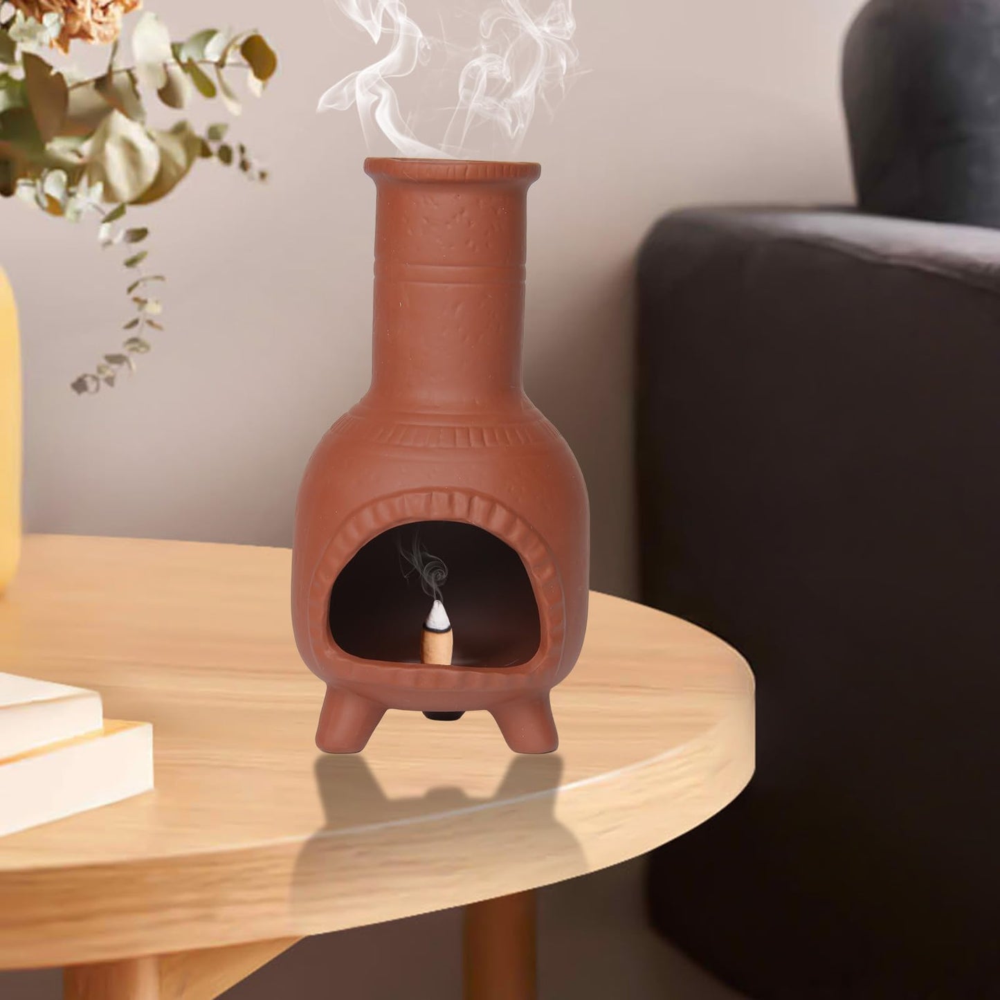 Handmade Ceramic Palo Santo Burner, Palo Santo Holder, Small Chimney for Burning Incense Cones, Sticks and Sage, Meditation Yoga Smudge Bowl, Chimeneas Incense Holder, Energy Purification