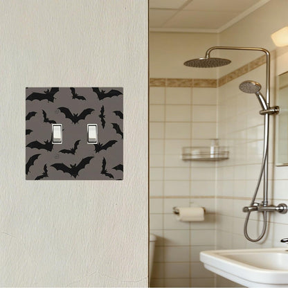 Moupodun Gothic Bats Light Switch Cover Plate Brown Decorative Halloween Toggle Light Switch Wall Plate Midsize 2-Gang 4.88" x 4.92" Double Switch Cover