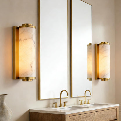 14" Gold Alabaster Wall Sconce, 3000k Warm Indoor/Outdoor Light Led wall Light, Art Deco Wall Lamp for Living Room, Bedroom, Bathroom, Hallway, and Stairs