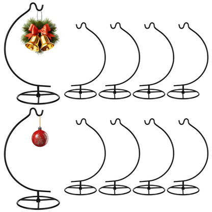 xozeooeu 10 Pack Ornament Display Stands, 10.8" Height Metal Hanger Holder for Air Plants, Terrariums, Glass Globes, Crystal Balls - Christmas Wedding Home Office Decor (Black)