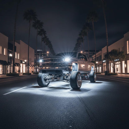 YONEDA 4 Pods White Rock Lights 6000K 3LED Bright LED Underglow Lights IP68 Waterproof for Trucks SUV UTV ATV RZR Car Boats Pickup Motorcycle