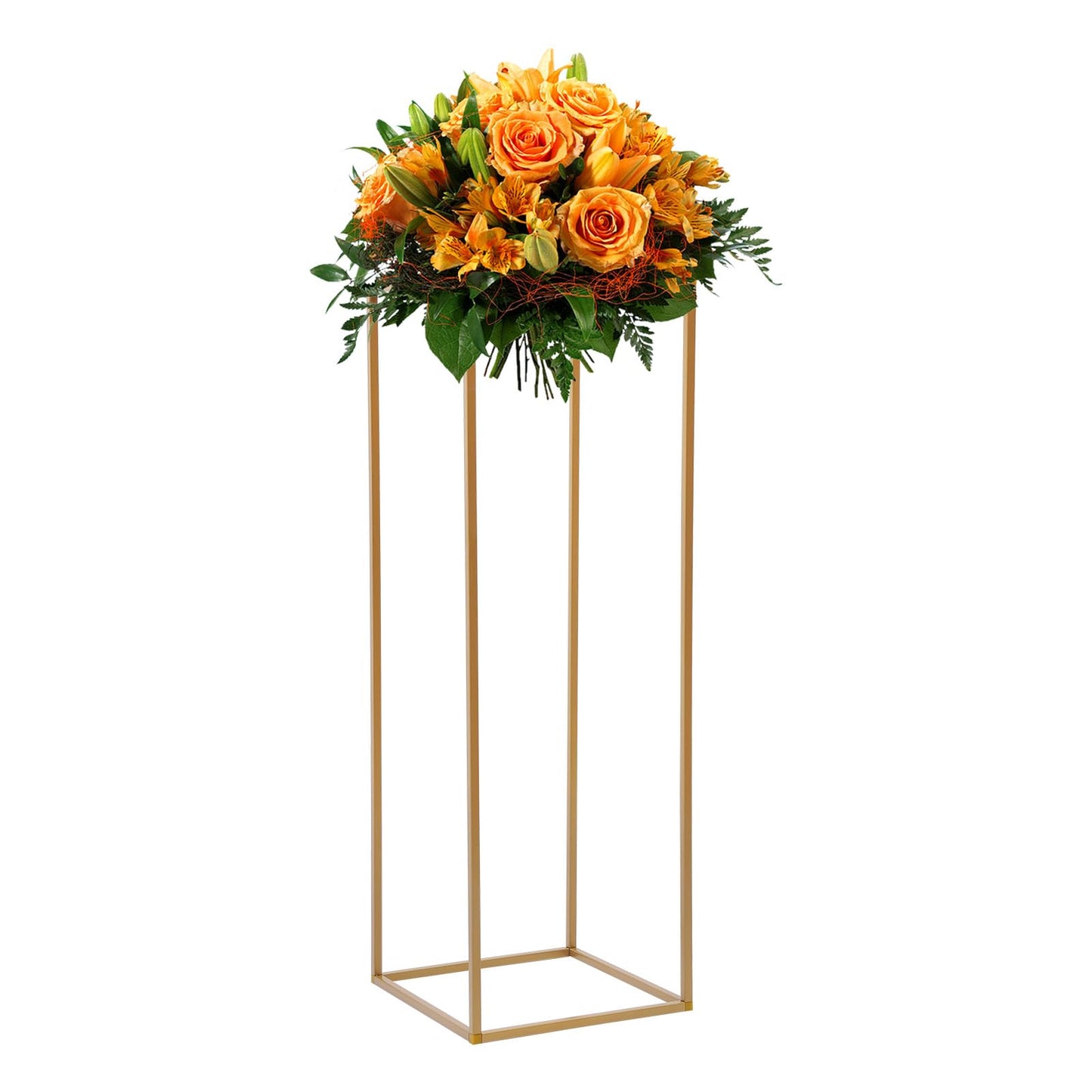 10PCS Wedding Flower Stand, 31.5inches Tall Column Geometric Centerpiece Vases, Rectangular Floral Display Rack, Column Centerpiece Floral Vases for Events Reception, Party Decoration (Gold, 31.5 in)