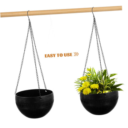 Homoyoyo Hanging Planters 2pcs Self Watering Green Pothos Plant Pot Plastic Chain for Indoor Plants Dec