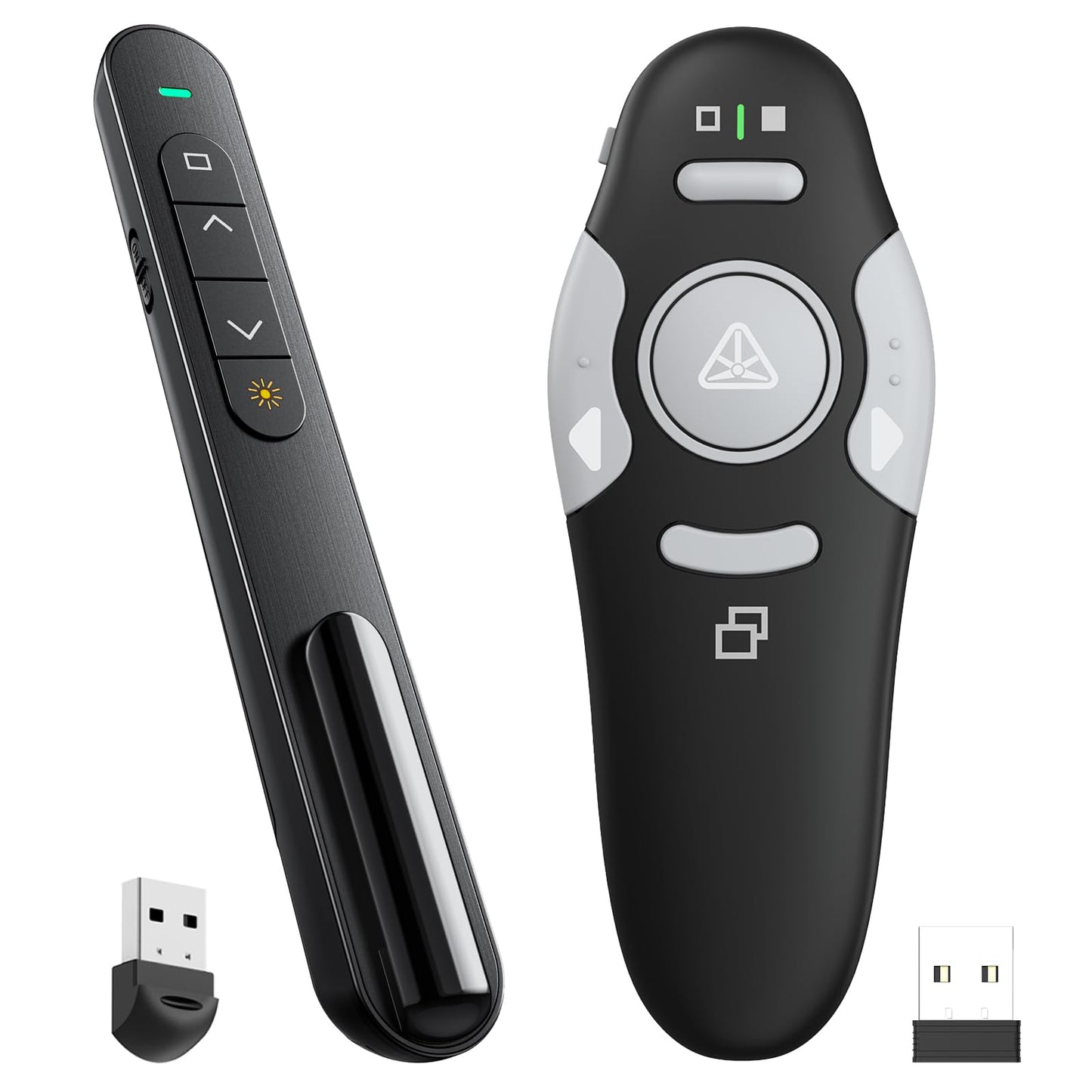 QUI Presenter Clicker Bundle | BK600 Slim-Shaped USB A Black & BQ100 Remote-Shaped USB A Black
