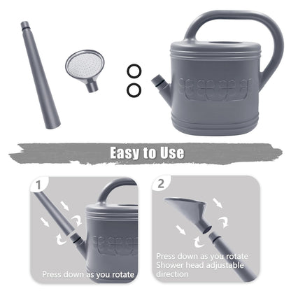 Watering Can for Indoor & Outdoor Plants, Plant Watering Can with Stainless Steel Shower Head, 1 Gallon Plastic Watering Can for Garden, Flowers, Vegetable, Greenhouse