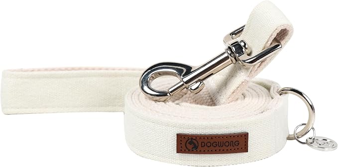 DOGWONG Cotton Hemp Dog Leash, Heavy-Duty White Dog Leash for Small Medium Large Dogs