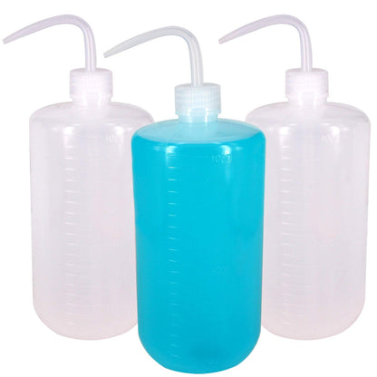Belinlen 3Pcs 1000ml(33oz) Plastic Safety Lab Wash Bottle, Plastic Squeeze Bottle with Scale Labels and Narrow Mouth, Watering Bottles for Chemistry, Industry, Lab & Gardening(LDPE)