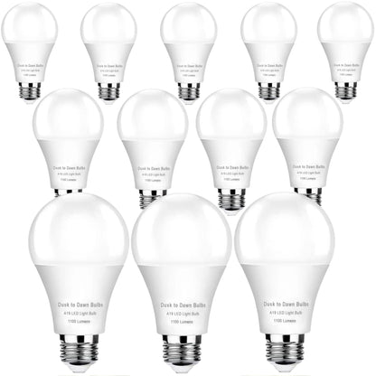 4-Pack Dusk to Dawn LED Light Bulbs, 75W Equivalent, Daylight 5000K 1,100LM, Automatic On/Off Outdoor Light, E26 A19 10W Bright Porch Light Bulbs, for Indoor/Outdoor Yard Patio Garage Garden