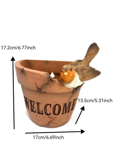 Yaoemei Bird Succulent Planter, Cute Bird Plants Pots, Indoor Outdoor Flowerpot Garden Decor, Bird Bonsai Flower Pot, Wooden Succulent Planter with Drainage for Yard Patio Lawn Balcony