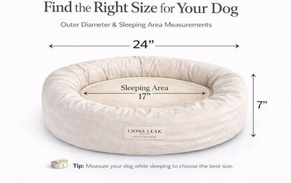Round Dog Bed – Natural Canvas, Removable Washable Cover, Raw Cotton or Latex Fill, Hypoallergenic Non-Toxic, Made in USA (Natural, Small, Soft Comfort – Organic Latex)