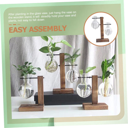 Generic 2pcs Bottle Plant Terrarium Vases Plant Light Bulb Decoration Hydroponic Vase Indoor Bulb Desktop Decor Hydroponic Glass Wooden