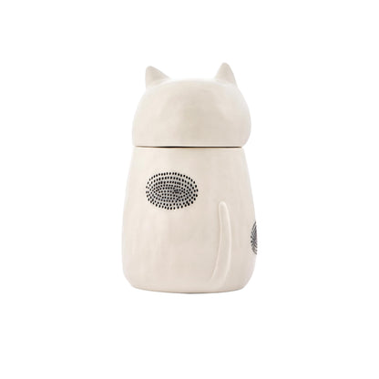Bico Cartoon Cat Handpainted Stoneware Air Tight White 10.2 inch Cookie Jar, Dishwasher Safe, for storing Cookie, Candy, Coffee