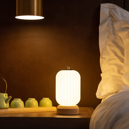 LONRISWAY LED Wood Table Lamp, 3-Color Modern Desk lamp Bedroom Bedside Night Light, Dimmable Led Lighting, Creative Home Decor, Unique House warmging Gift