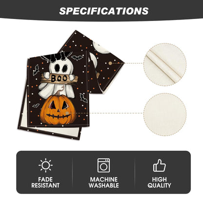 Artoid Mode Polka Dot Ghost Pumpkin Cat Boo Halloween Table Runner, Bat Seasonal Fall Kitchen Dining Table Decoration for Home Party Decor 13x90 Inch